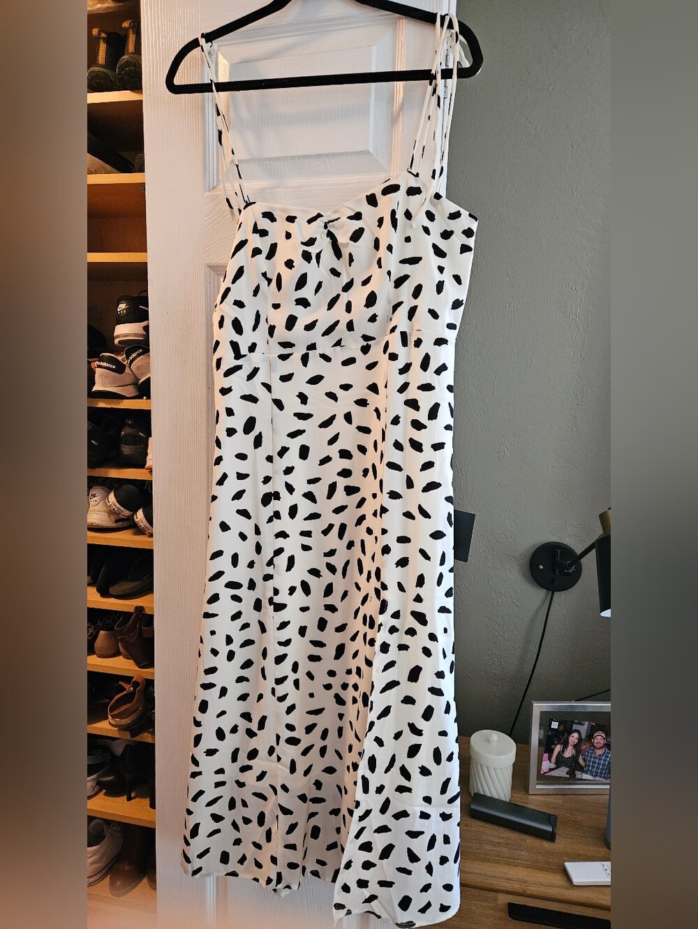 Lulus White & Black Spotted Slip Dress - Women's Summer Dress Size M